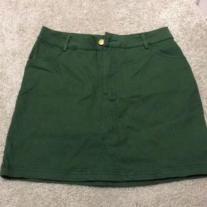 Green denim skirt